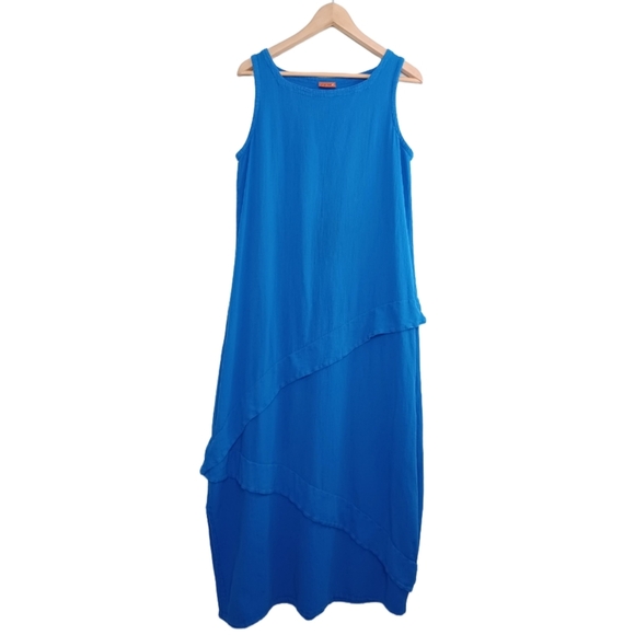 Oh My Gauze Sleeveless Lagenlook Minimalist Beach 100% Cotton Gauze Maxi Dress - Picture 1 of 15